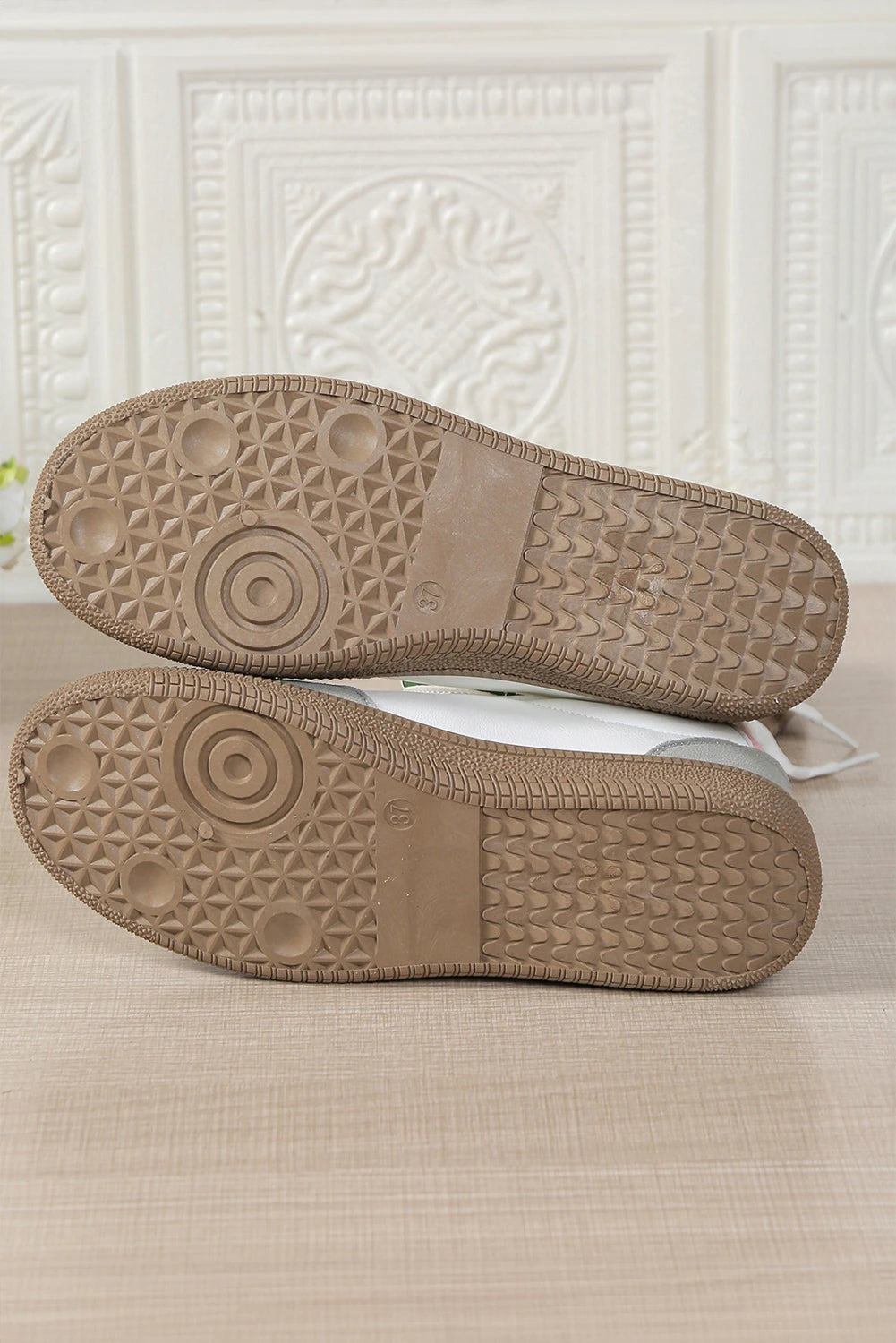 Pink Color Block PU Leather Patchwork Lace Up Flat Shoes