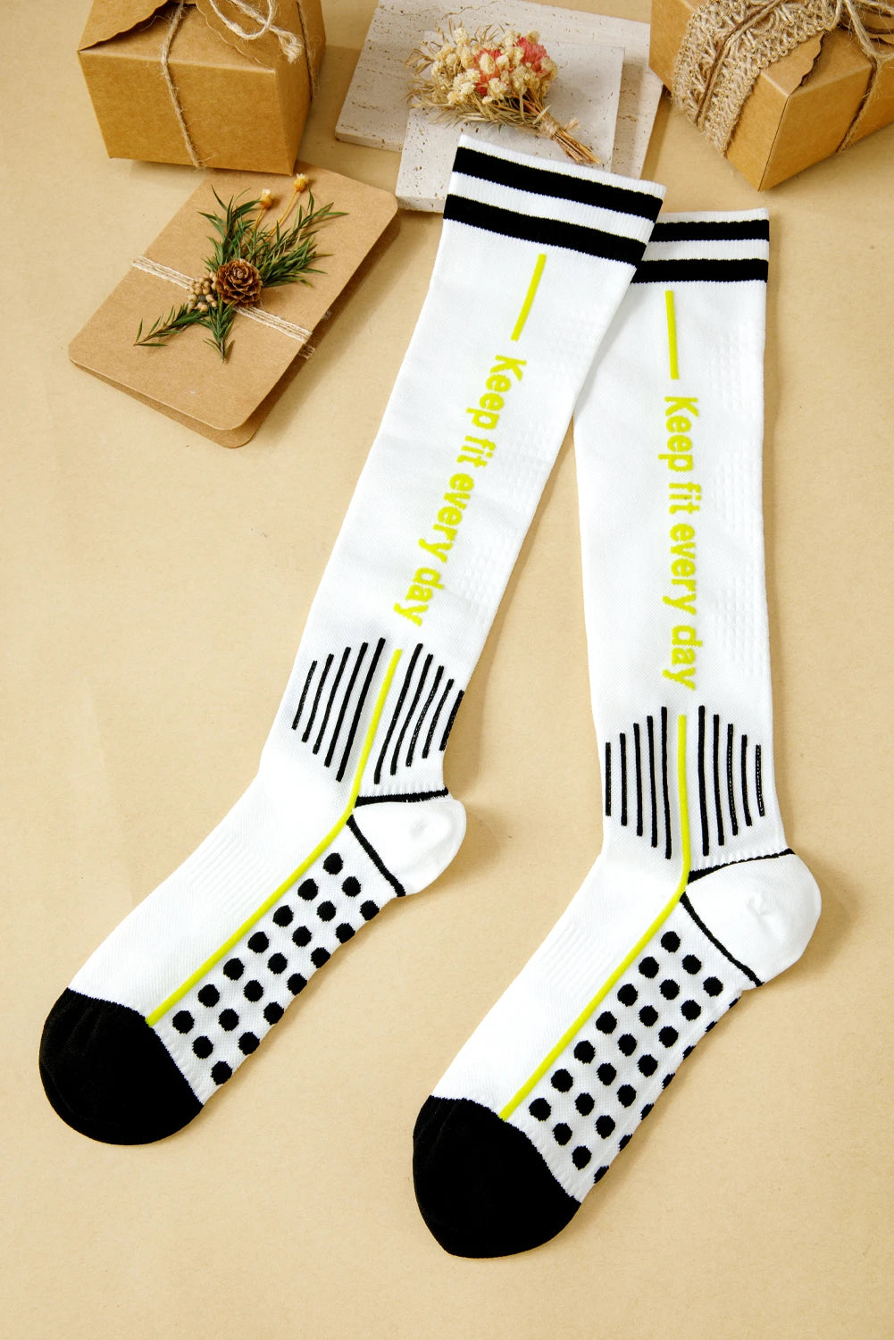 White Keep Fit Everyday Professional Compression Athletic Stockings