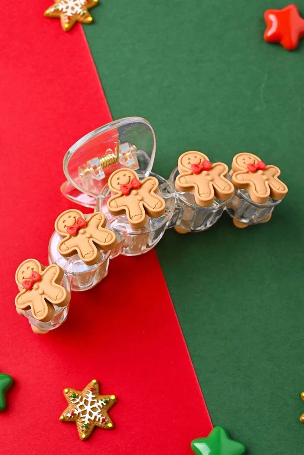 Light French Beige Cute Gingerbread Man Christmas Fashion Hair Claw Clip