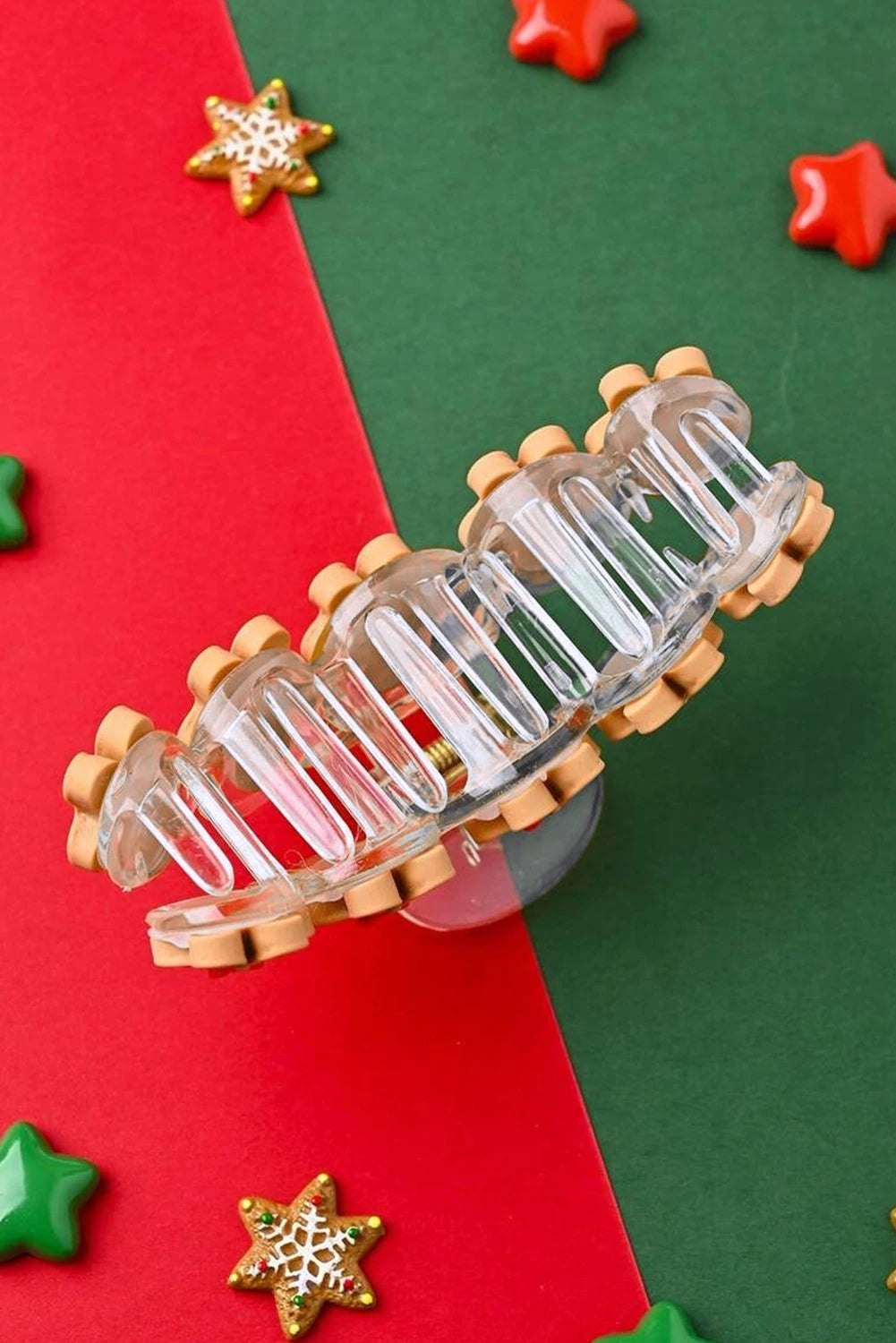 Light French Beige Cute Gingerbread Man Christmas Fashion Hair Claw Clip