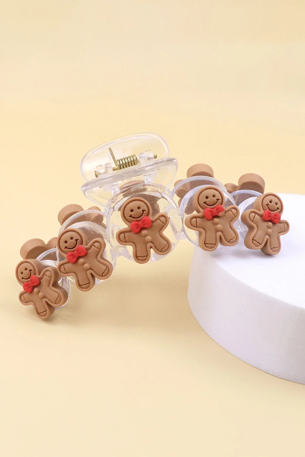 Light French Beige Cute Gingerbread Man Christmas Fashion Hair Claw Clip