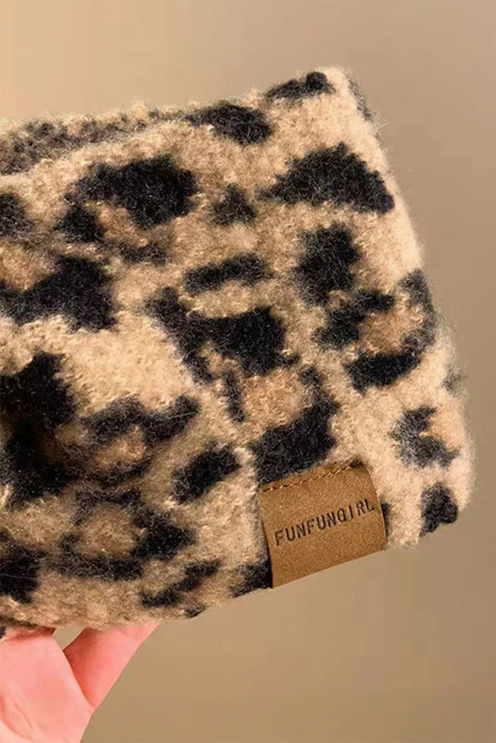 Thai Curry Leopard Plush Knit Twisted Detail Turban Headband