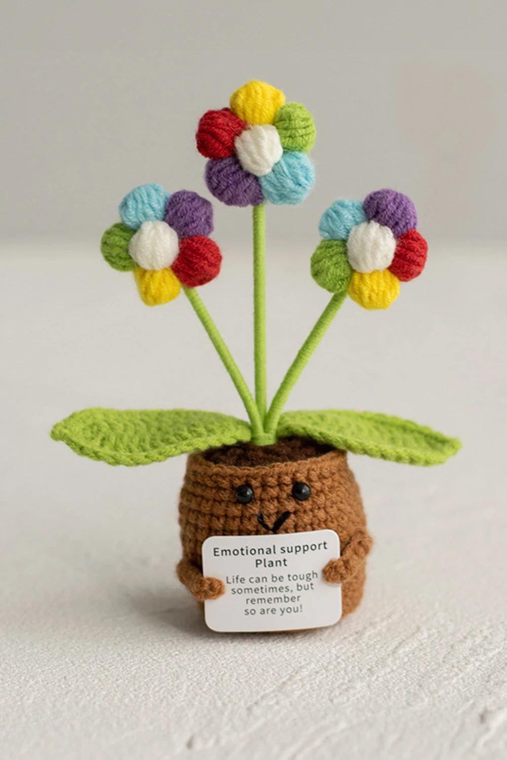 Coffee Handmade Crochet Flower Pot Emotional Support Decoration with Organic Size Variations