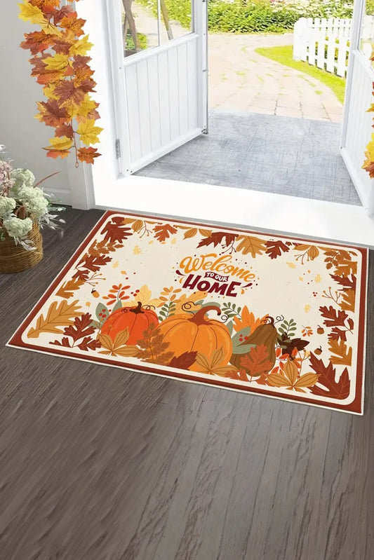 Orange Thanksgiving Spirit Pattern Holiday Entrance Mat
