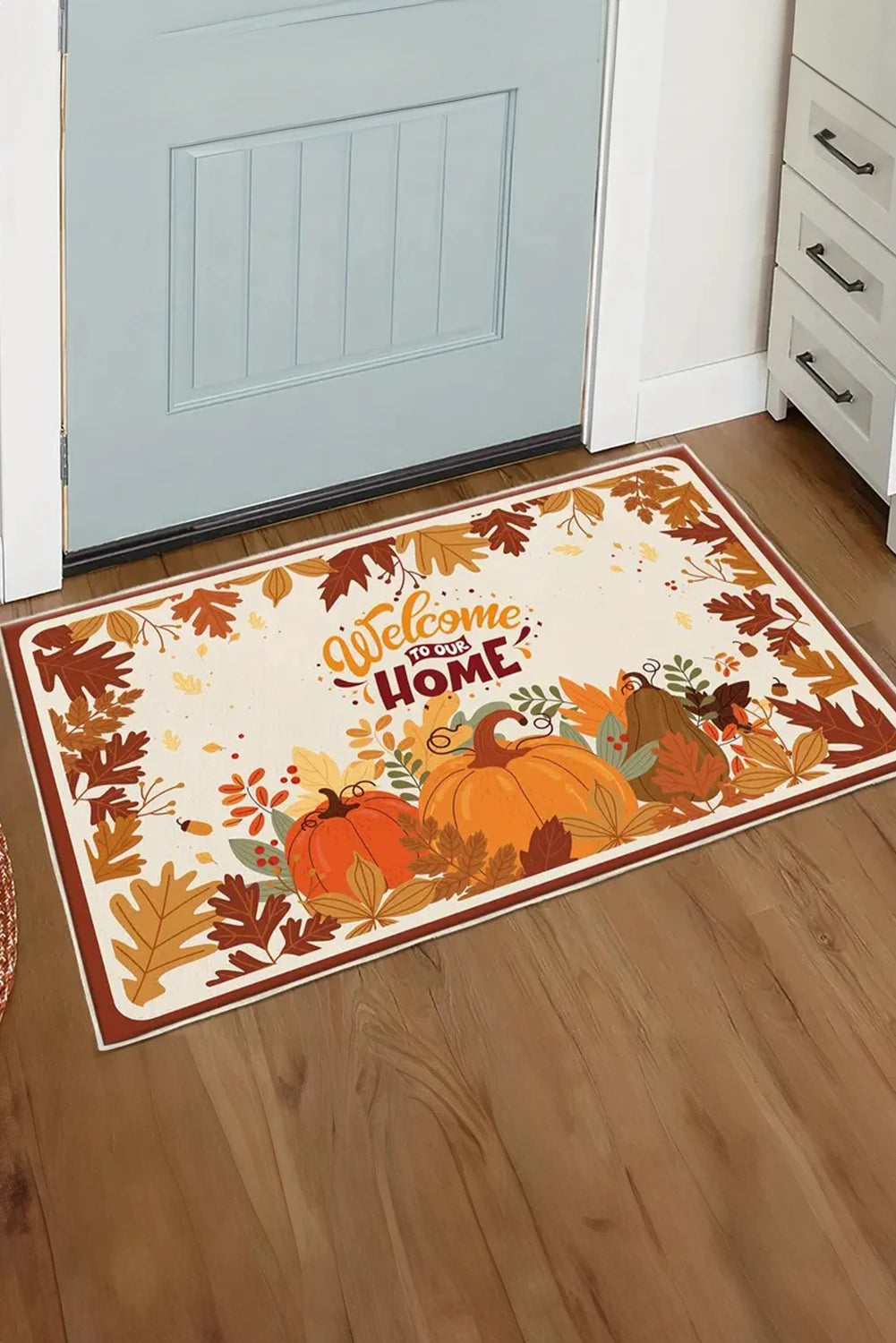 Orange Thanksgiving Spirit Pattern Holiday Entrance Mat