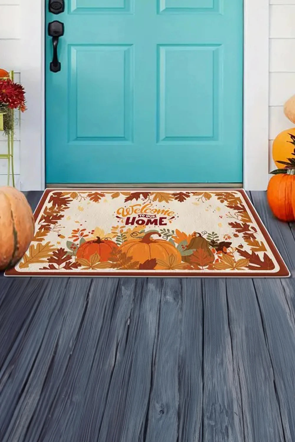 Orange Thanksgiving Spirit Pattern Holiday Entrance Mat