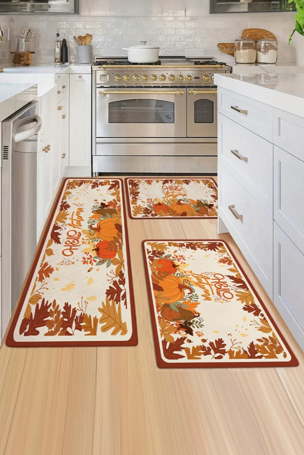 Orange Thanksgiving Spirit Pattern Holiday Entrance Mat