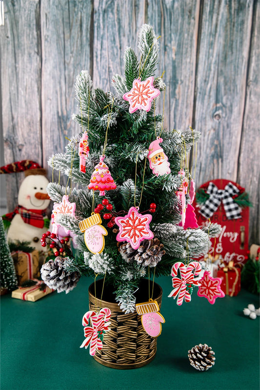 Pink 12pcs Christmas Tree Hanging Ornaments