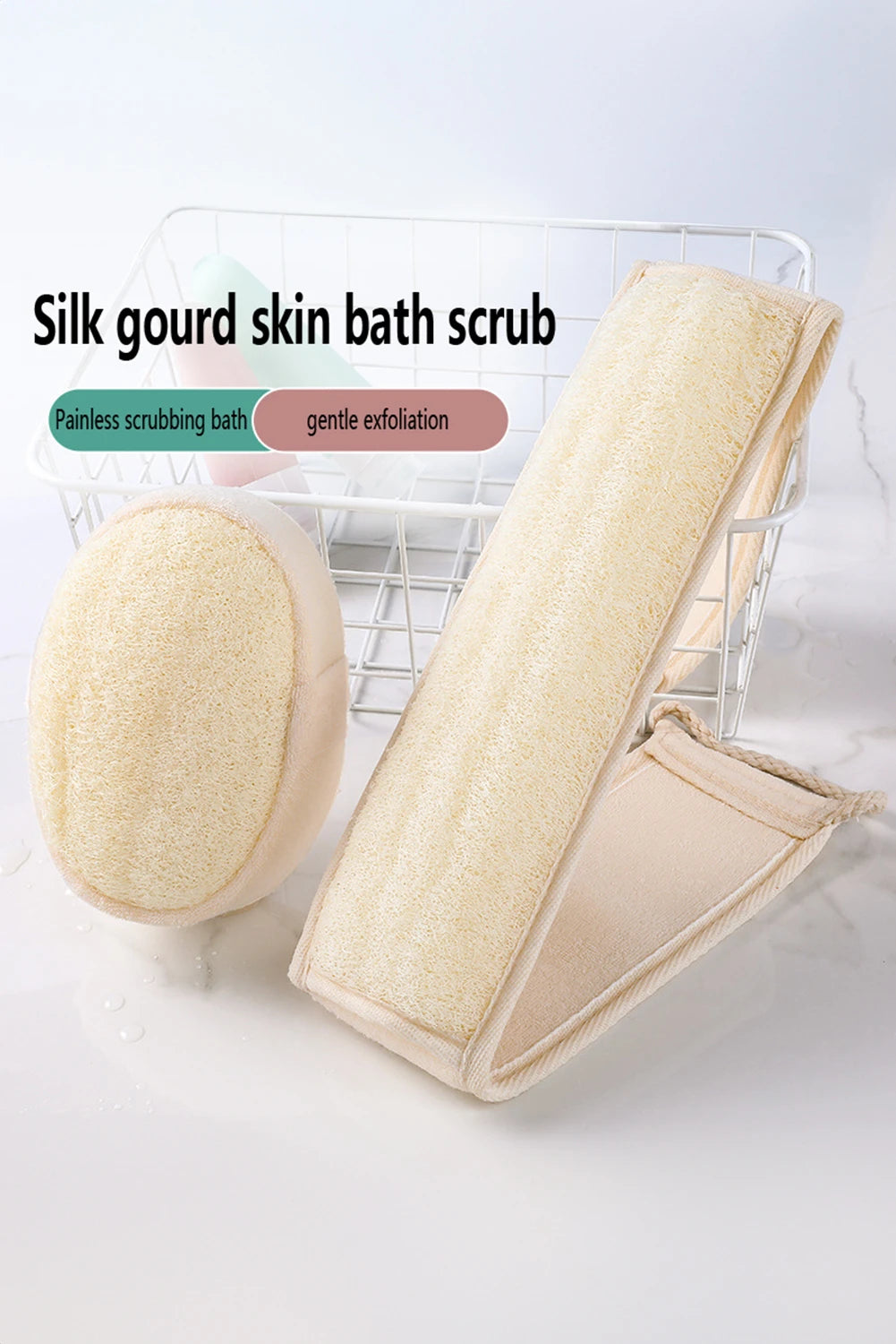 White Natural Loofah Sponge Bath Ball Shower Massage Brush