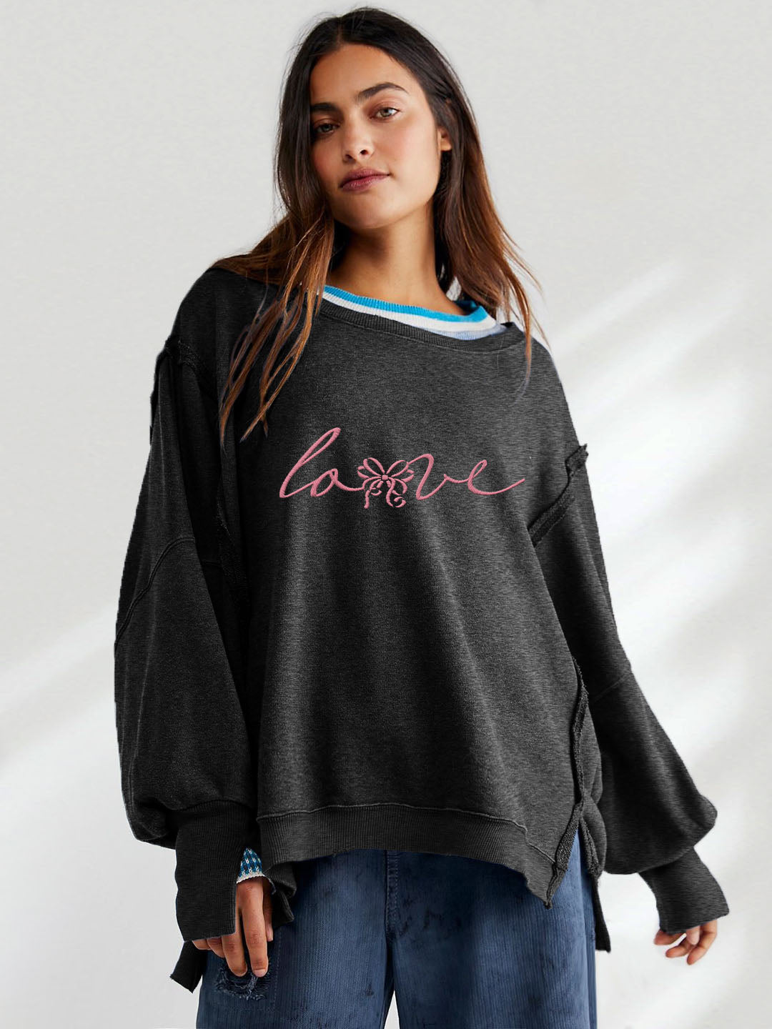 Valentine's Day Handwritten Love Graphic Loose Top