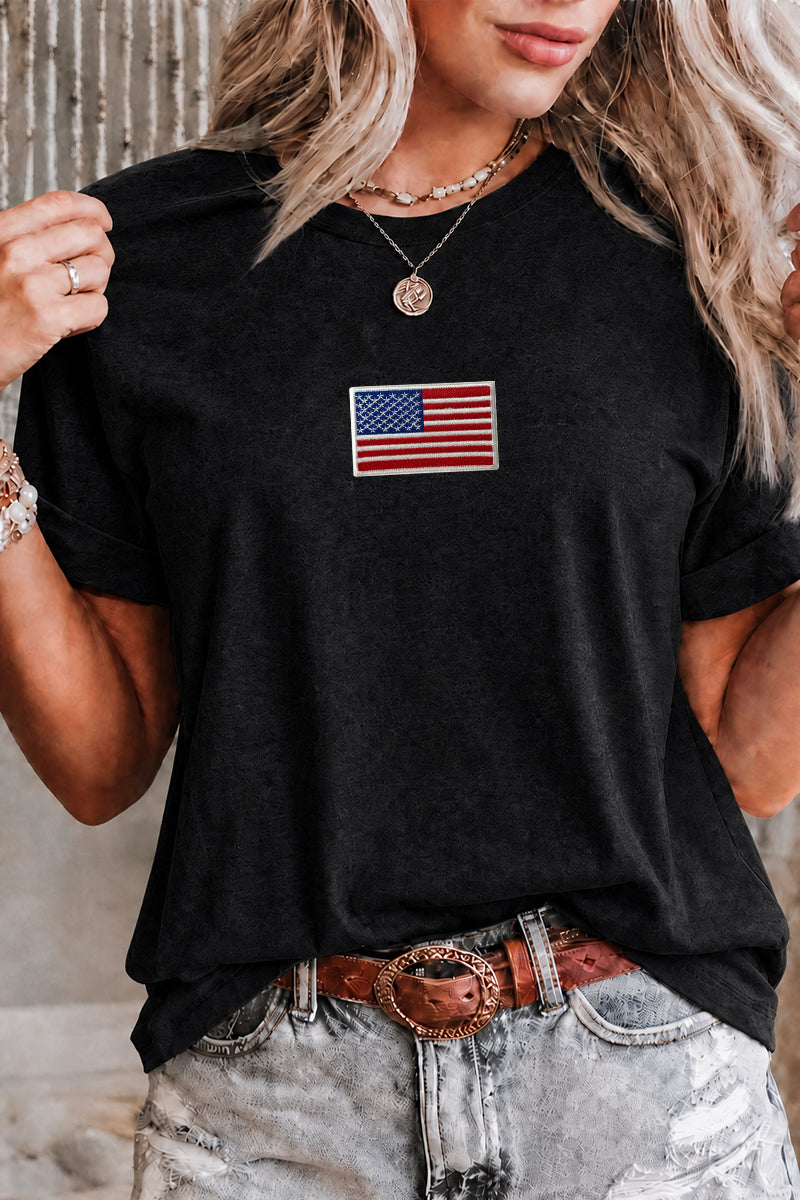 Flag Graphic Tee Patriotic USA Boutique Casual Top