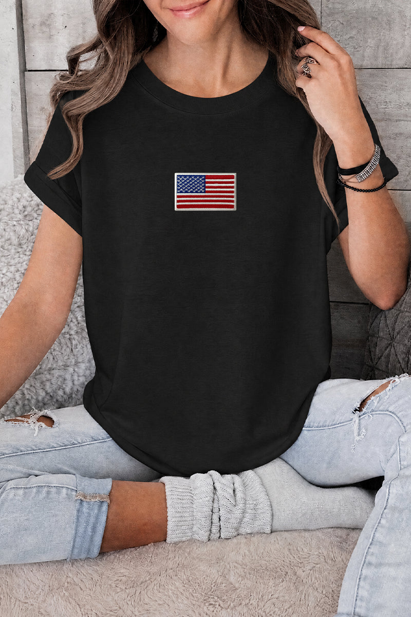 Minimal American Flag Independence Day Casual Tee