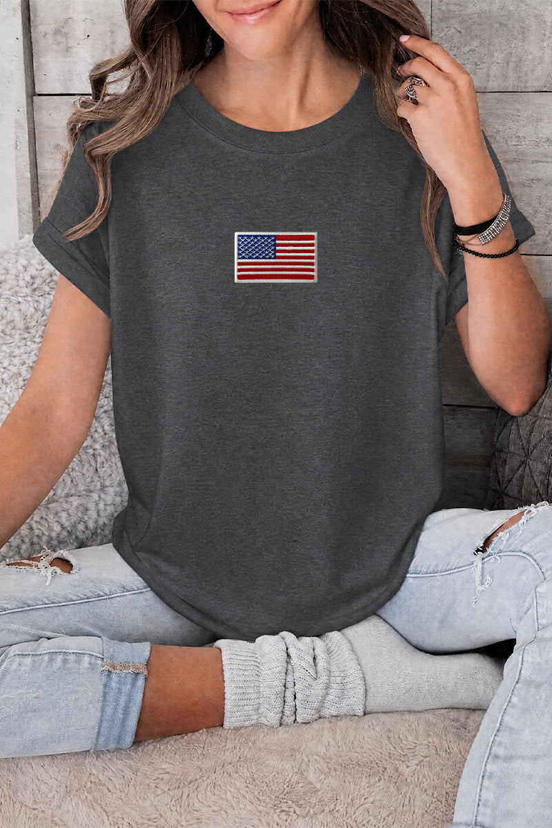 Minimal American Flag Independence Day Casual Tee