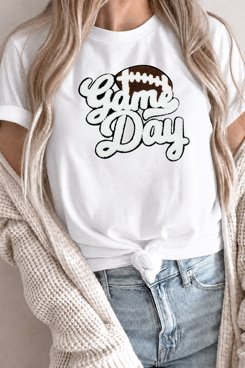 Game Day Applique Graphic Tee Rayon Blend Boutique Top