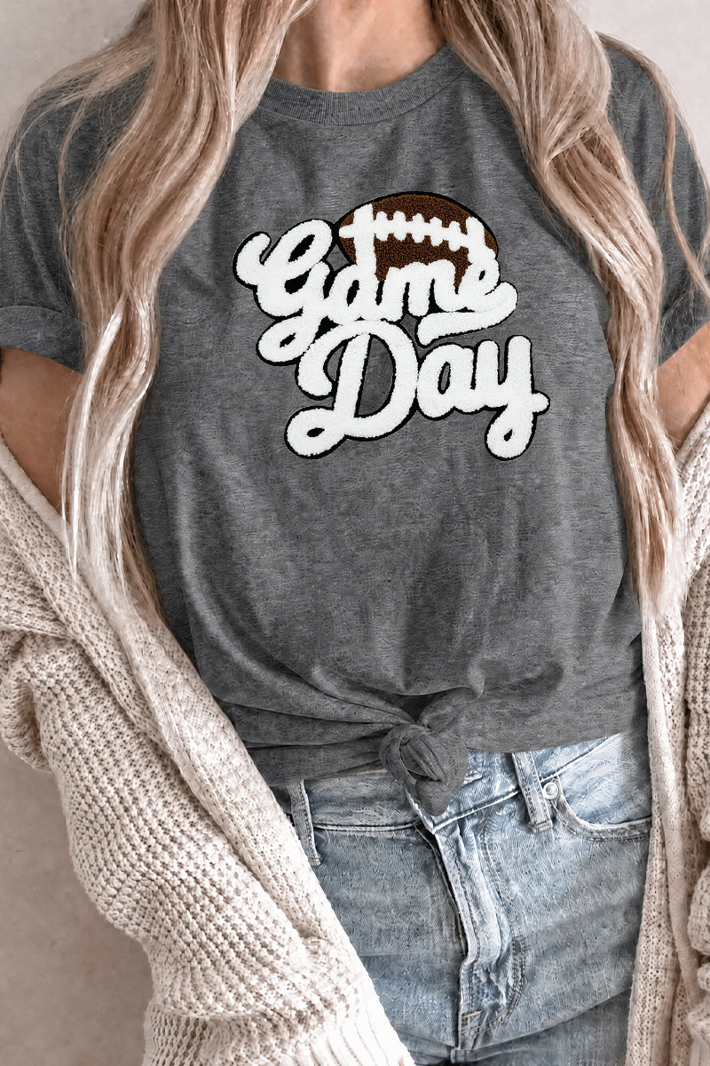 Game Day Applique Graphic Tee Rayon Blend Boutique Top