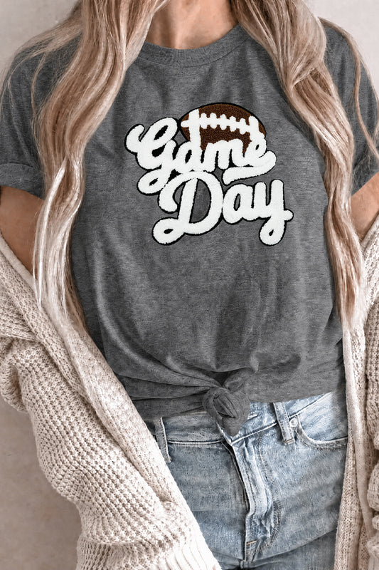 Game Day Applique Graphic Tee Rayon Blend Boutique Top