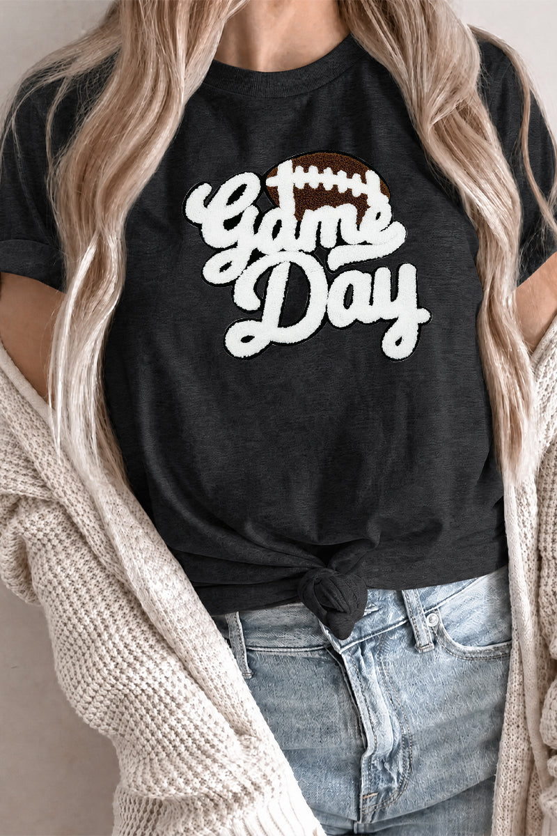 Game Day Applique Graphic Tee Rayon Blend Boutique Top