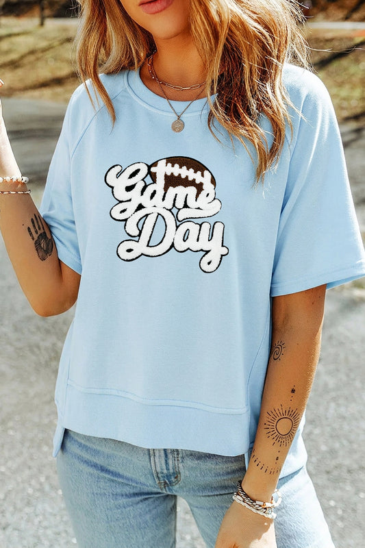 Game Day Chenille Football Graphic Top Rayon Blend Pullover