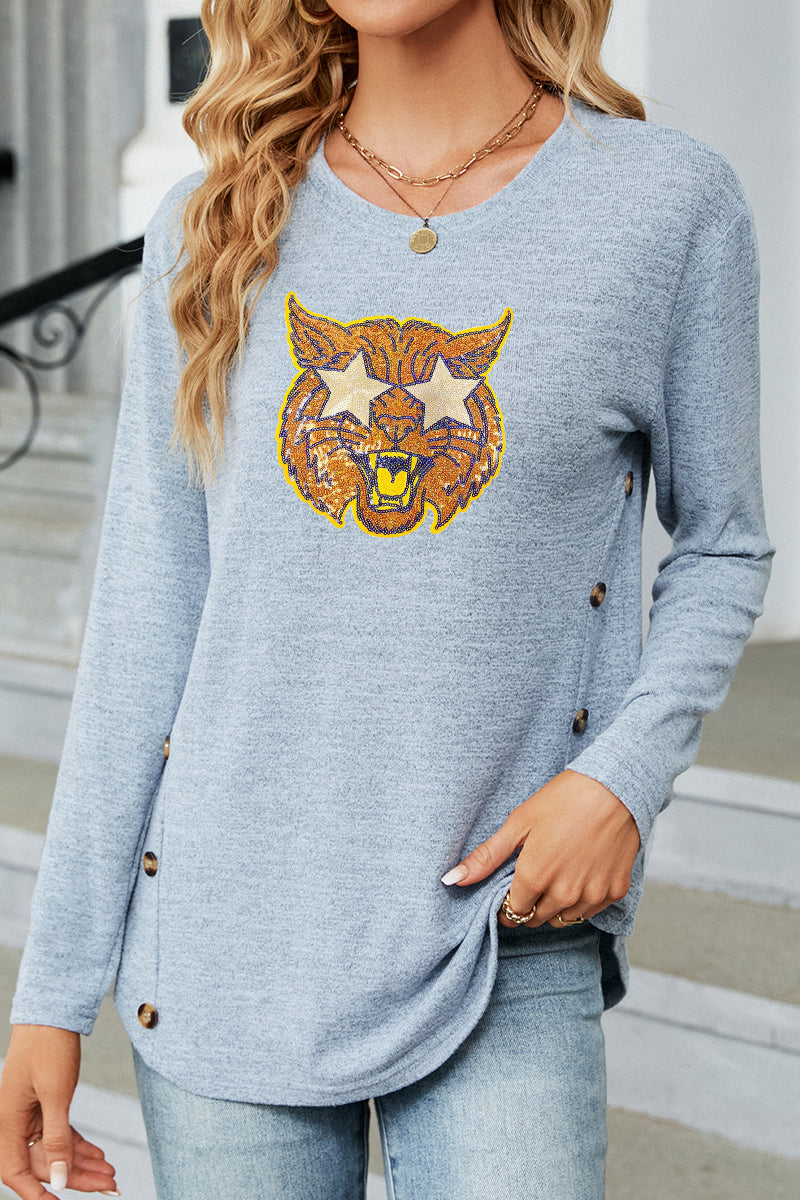 Tiger Graphic Rayon Blend Top Game Day Boutique Pullover