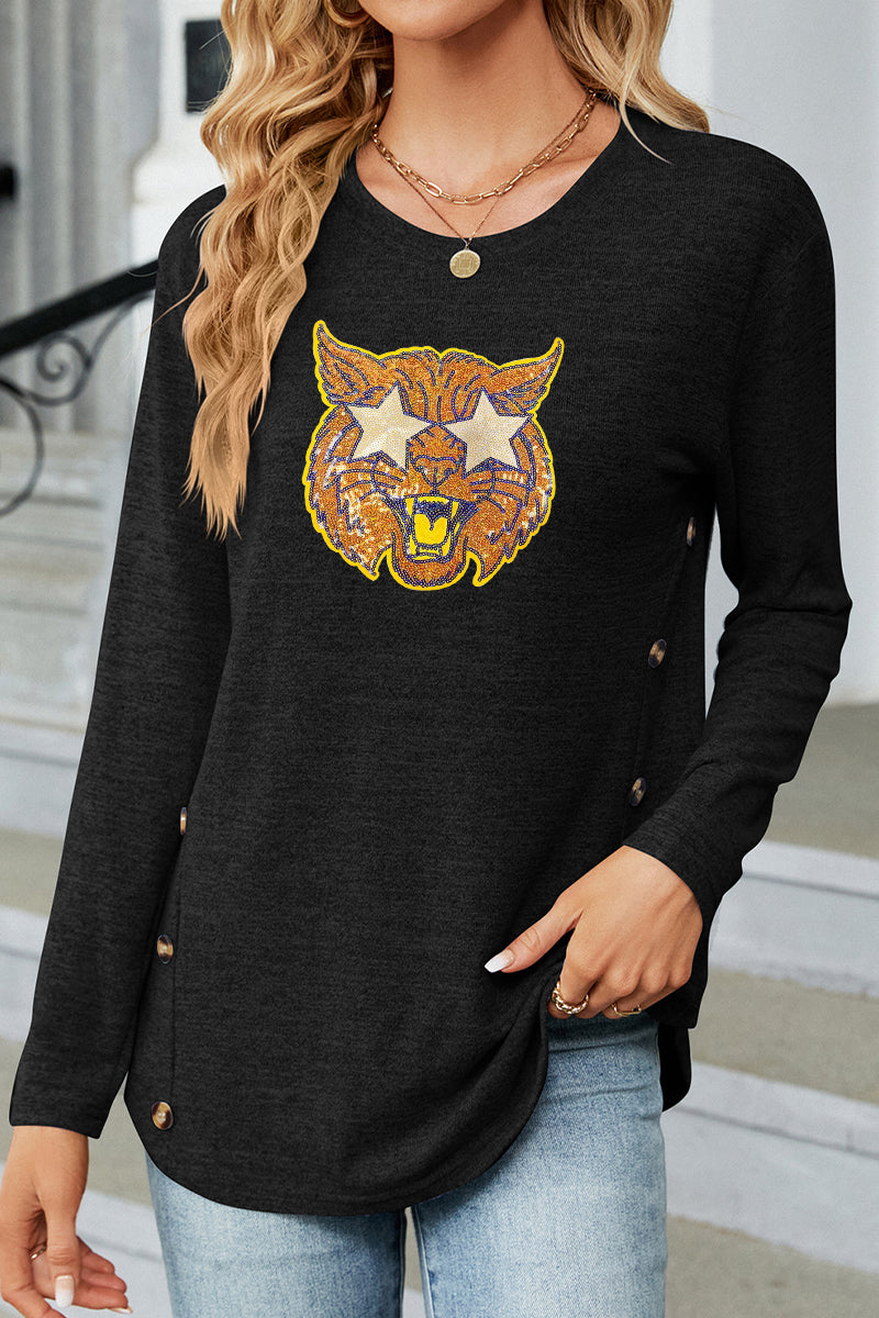 Tiger Graphic Rayon Blend Top Game Day Boutique Pullover