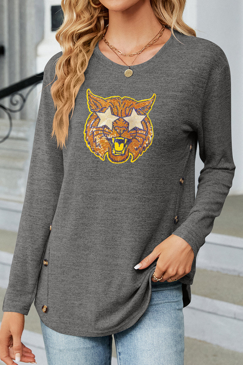 Tiger Graphic Rayon Blend Top Game Day Boutique Pullover