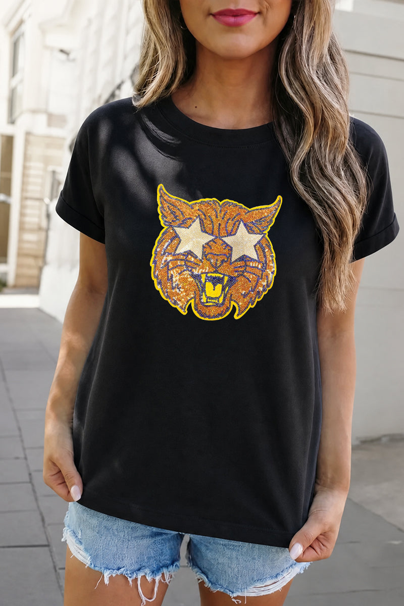 Game Day Star Mascot Football Graphic Tee Women Sport Shirt