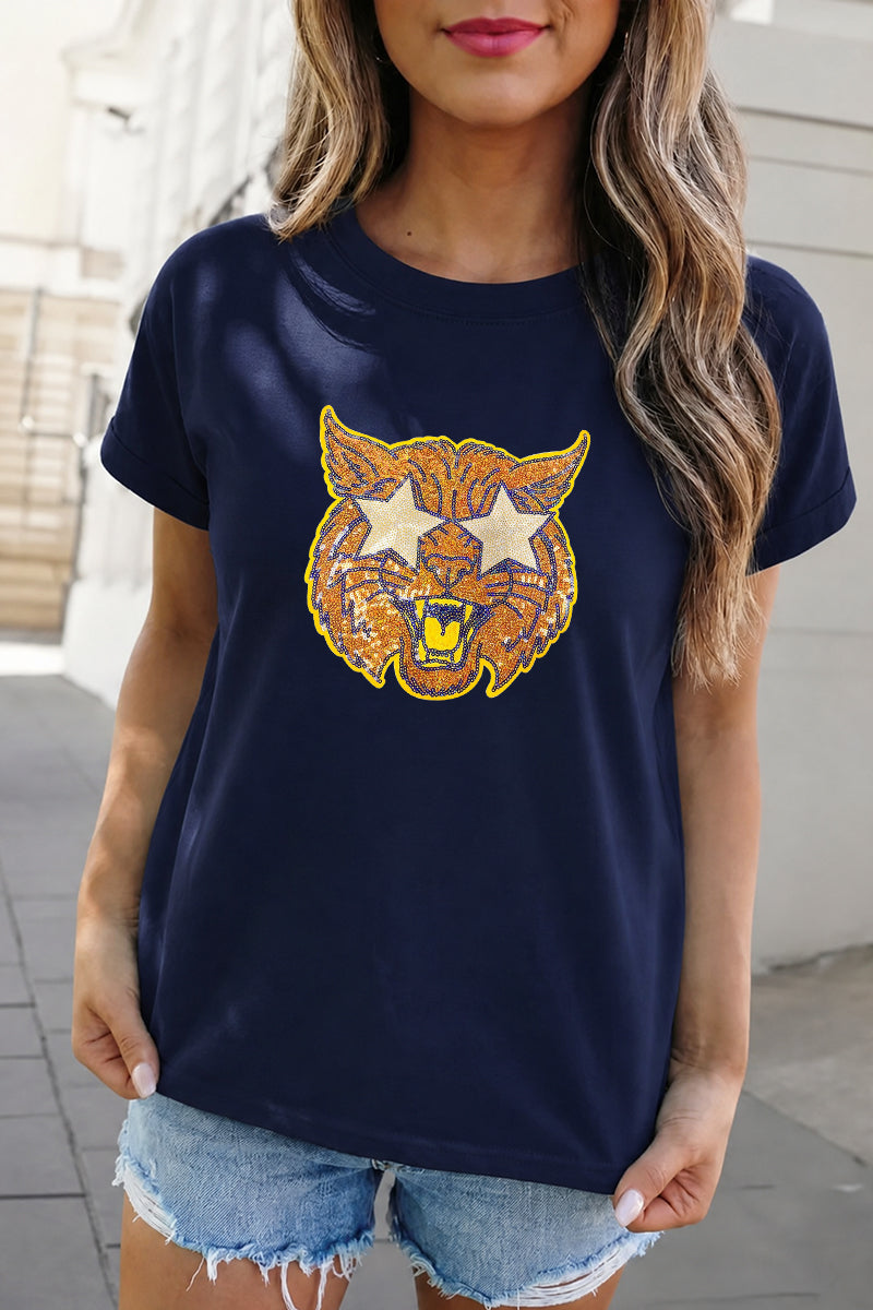 Game Day Star Mascot Football Graphic Tee Women Sport Shirt