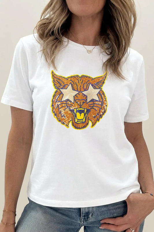 Game Day Football Star Mascot Graphic Tee Women Sport Shirt