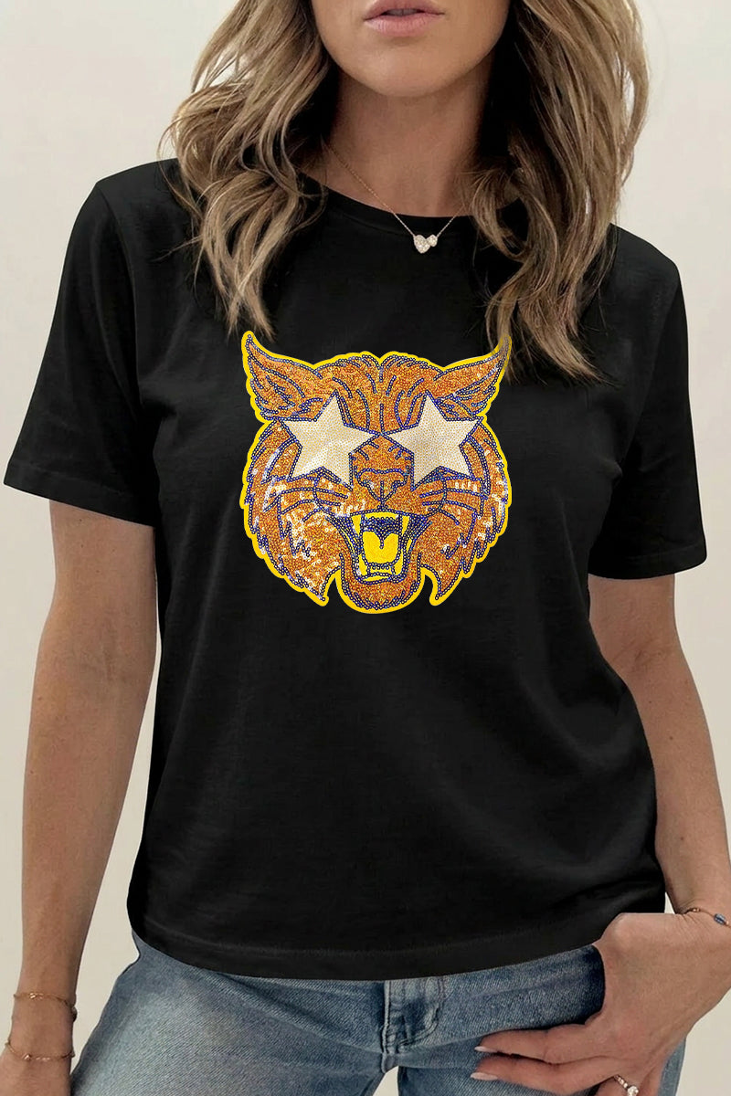 Game Day Football Star Mascot Graphic Tee Women Sport Shirt
