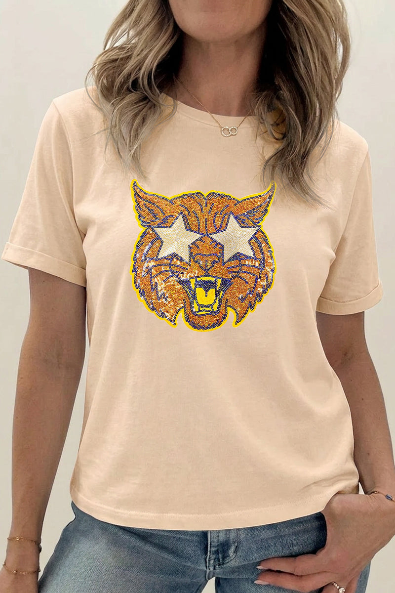 Game Day Football Star Mascot Graphic Tee Women Sport Shirt