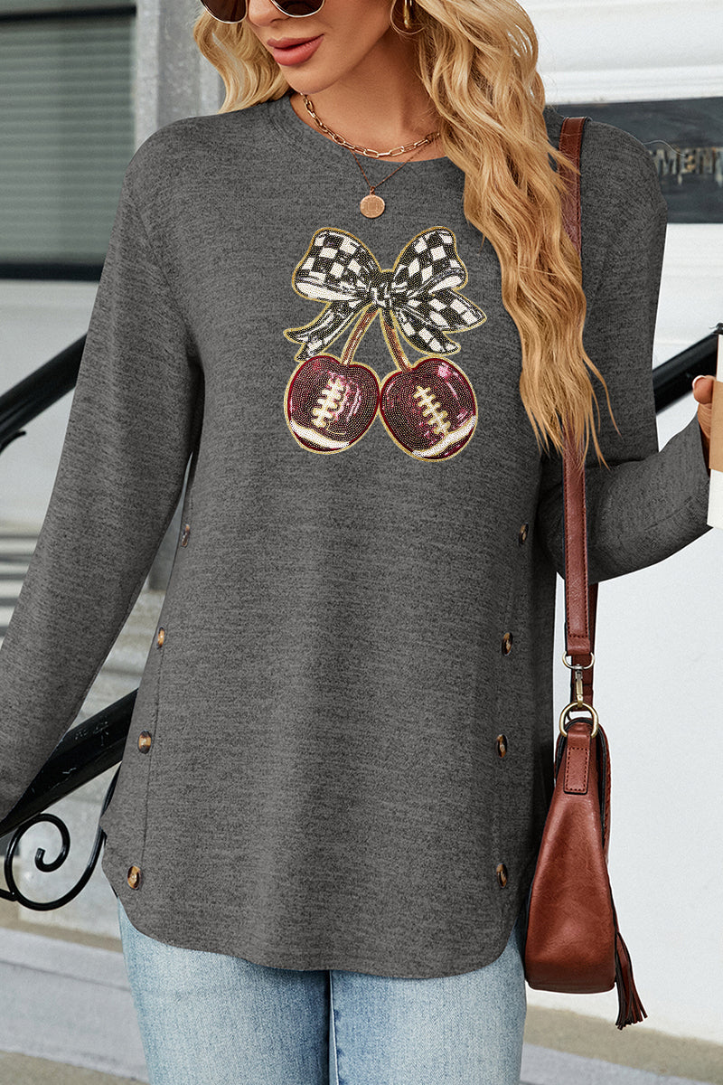 Football Bow Graphic Rayon Blend Top Game Day Boutique
