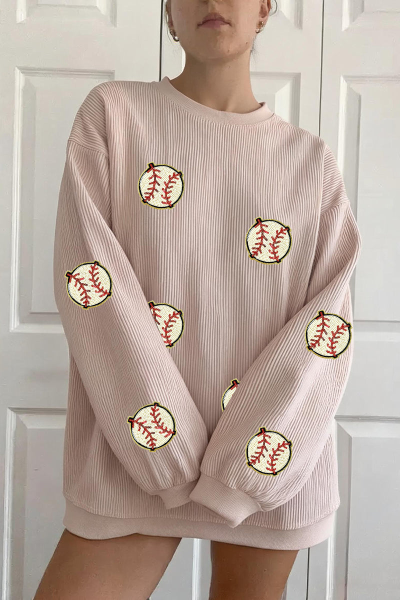 Baseball Blend Sweatshirt Casual Embroidered Pullover