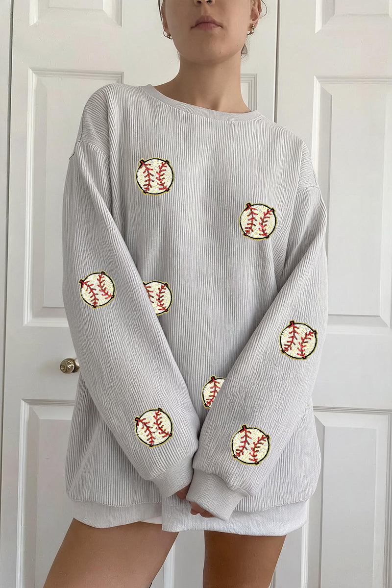 Baseball Blend Sweatshirt Casual Embroidered Pullover