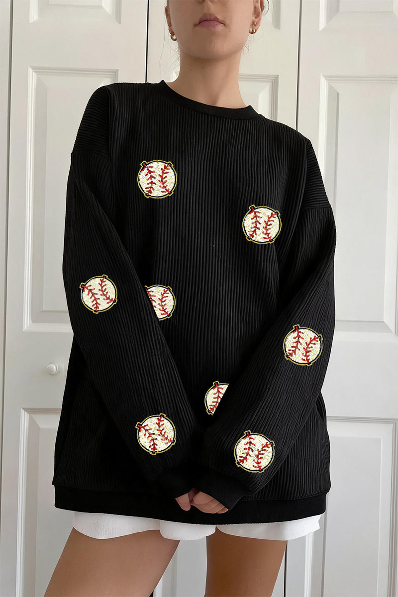 Baseball Blend Sweatshirt Casual Embroidered Pullover