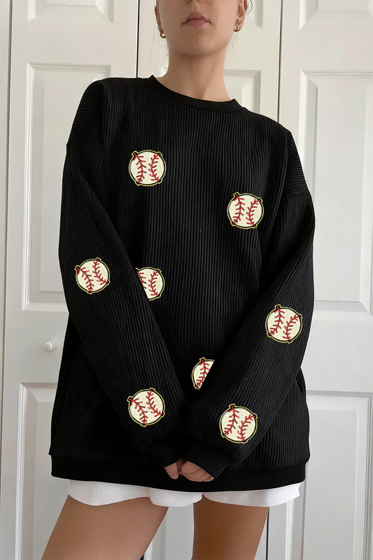 Baseball Blend Sweatshirt Casual Embroidered Pullover