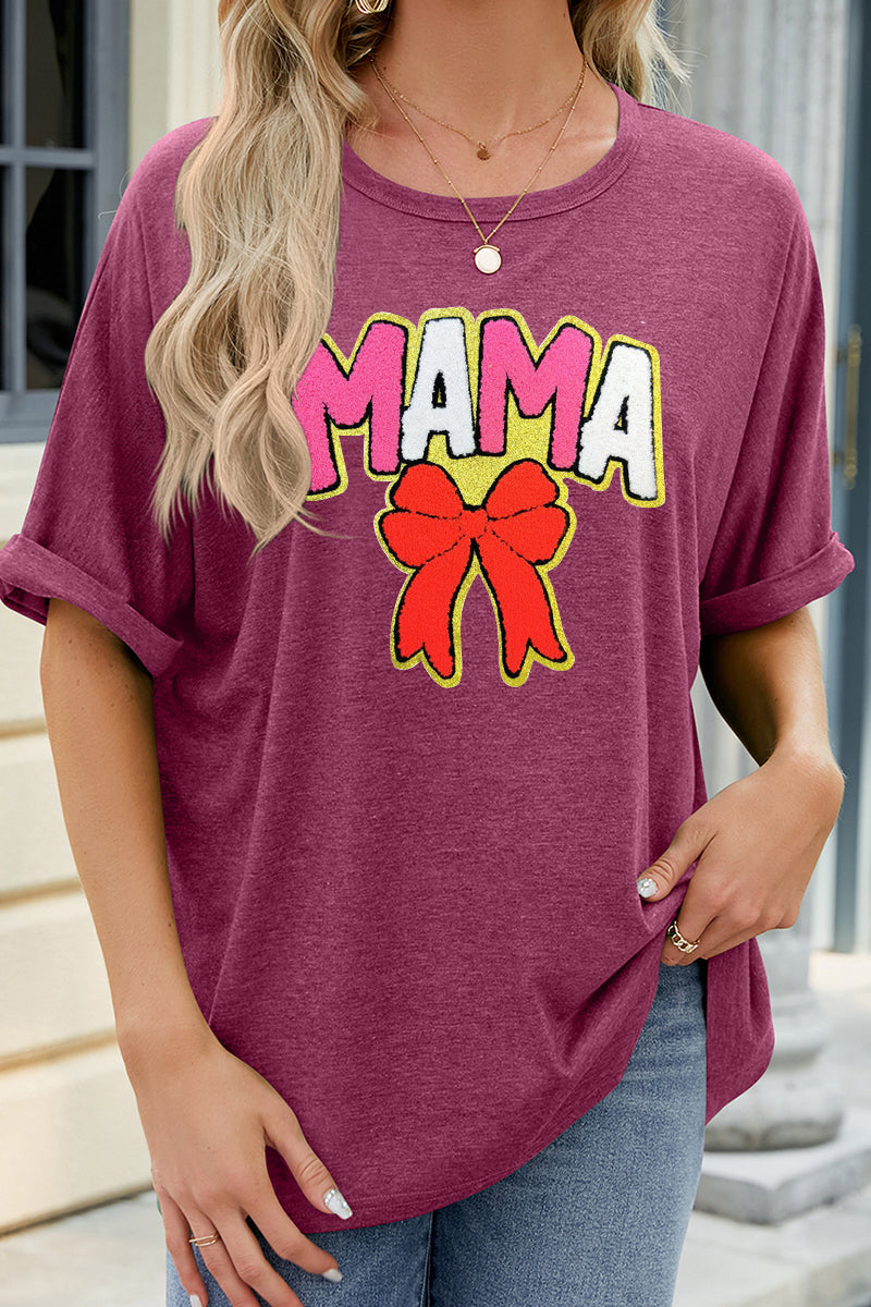 Mama Bow Graphic Loose Tee Cute Mother's Day Shirt