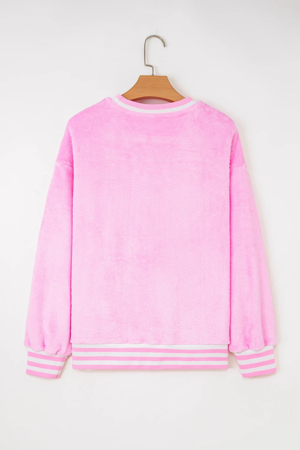 Sachet Pink Sequin Chenille MERRY Graphic Plush Pullover