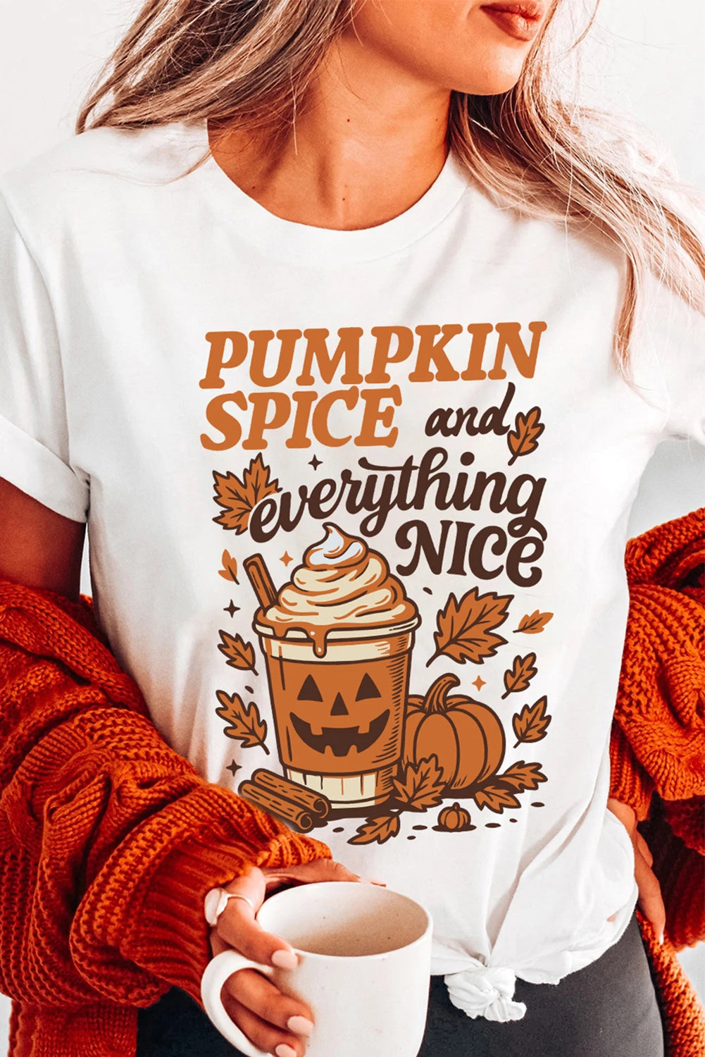 White Fall Vibe Thanksgiving Graphic T Shirt