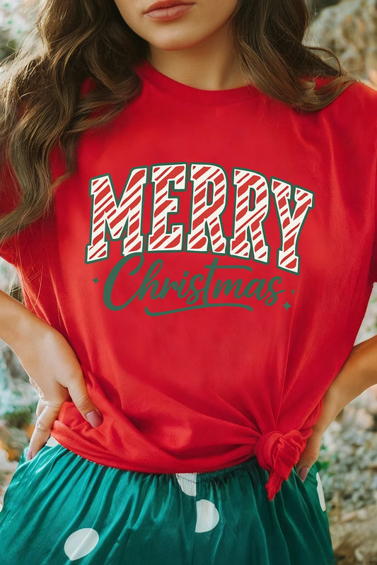 Red Merry Christmas Womens Graphic Tee