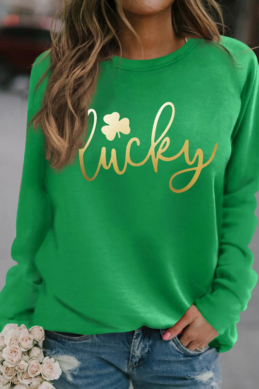 Green Merry & Bright Sequin Pattern Raglan Sleeve Sweatshirt