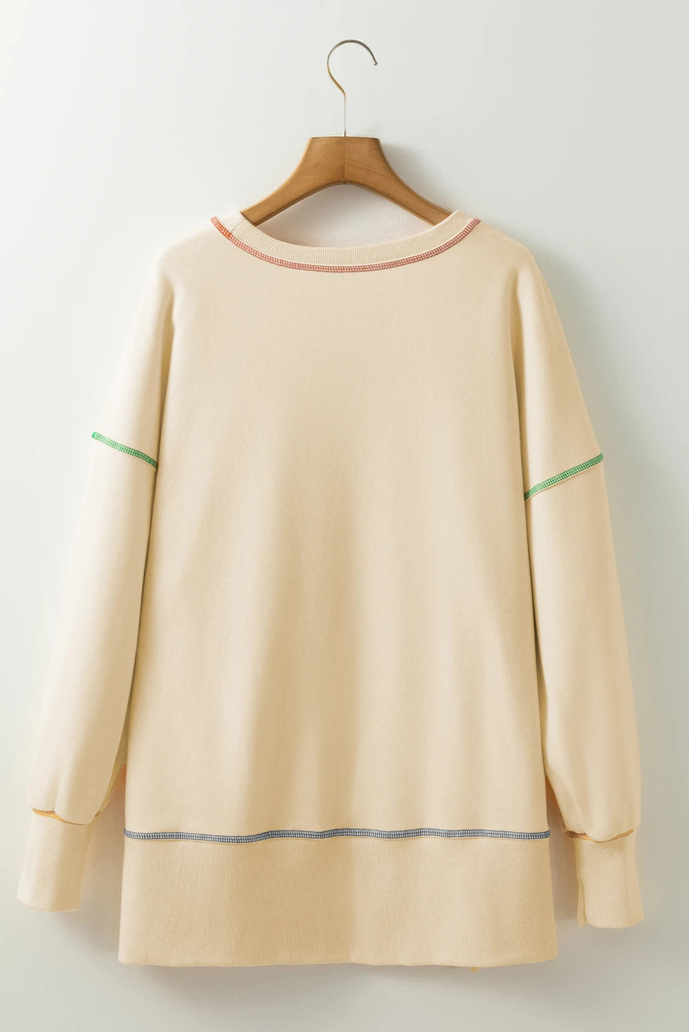 White Give Thanks to the LORD Graphic High Low Hem Loose Sweatshirt