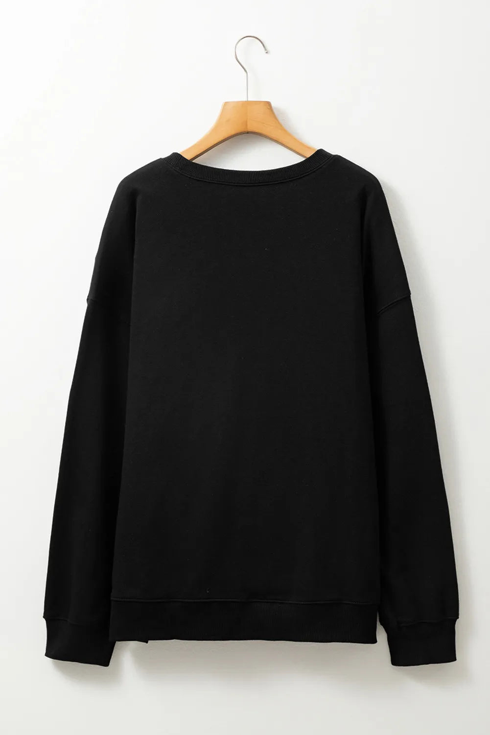 Black Rhinestone Jack-o-lantern Checkered Graphic Halloween Sweatshirt