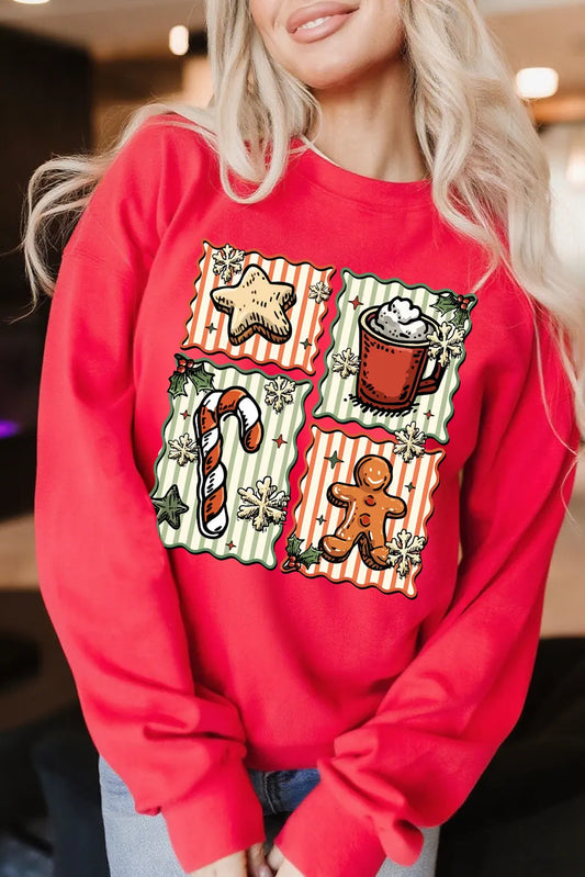 Red Christmas Dessert Time Custom Graphic Sweatshirt