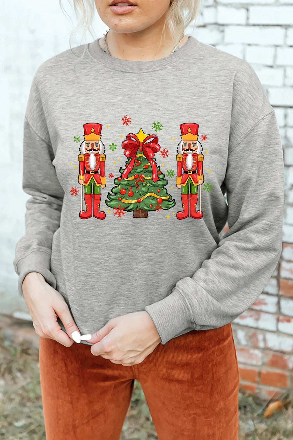 Gray Festive Nutcracker Men Guard Graphic Pullover Sweatshirt