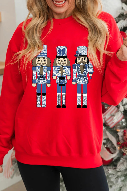 Red Christmas Nutcracker Men Guard Graphic Pullover Sweatshirt