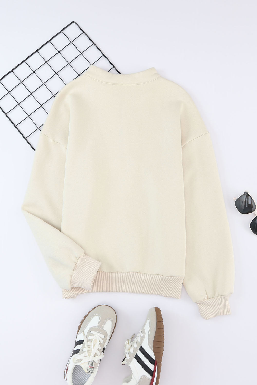 White Zip Up Stand Collar Slouchy Two-piece Outfit