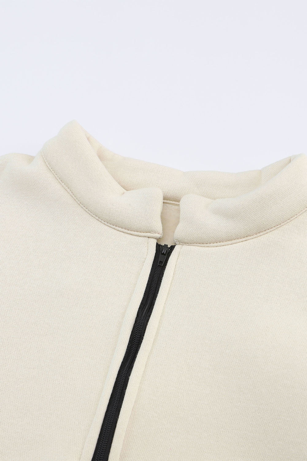 White Zip Up Stand Collar Slouchy Two-piece Outfit