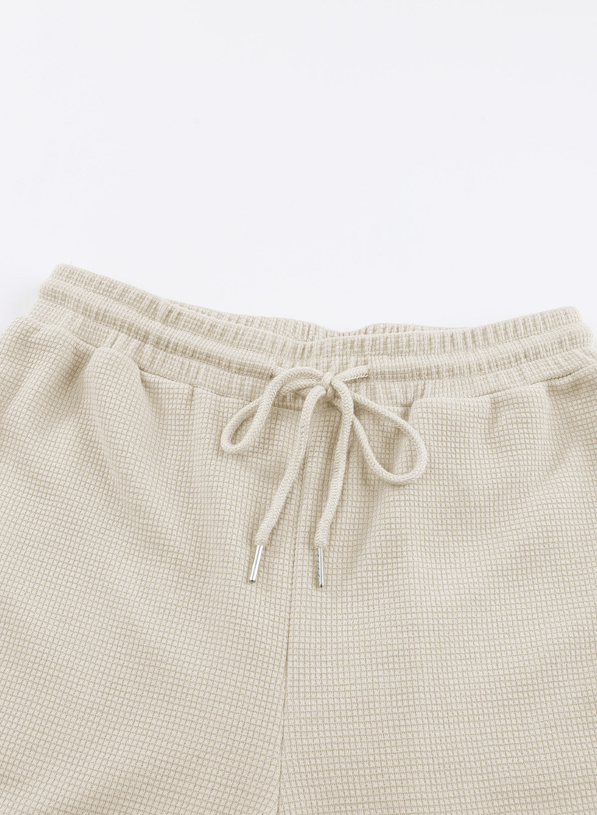 Beige Drawstring Elastic Waist Pull-on Casual Pants with Pockets