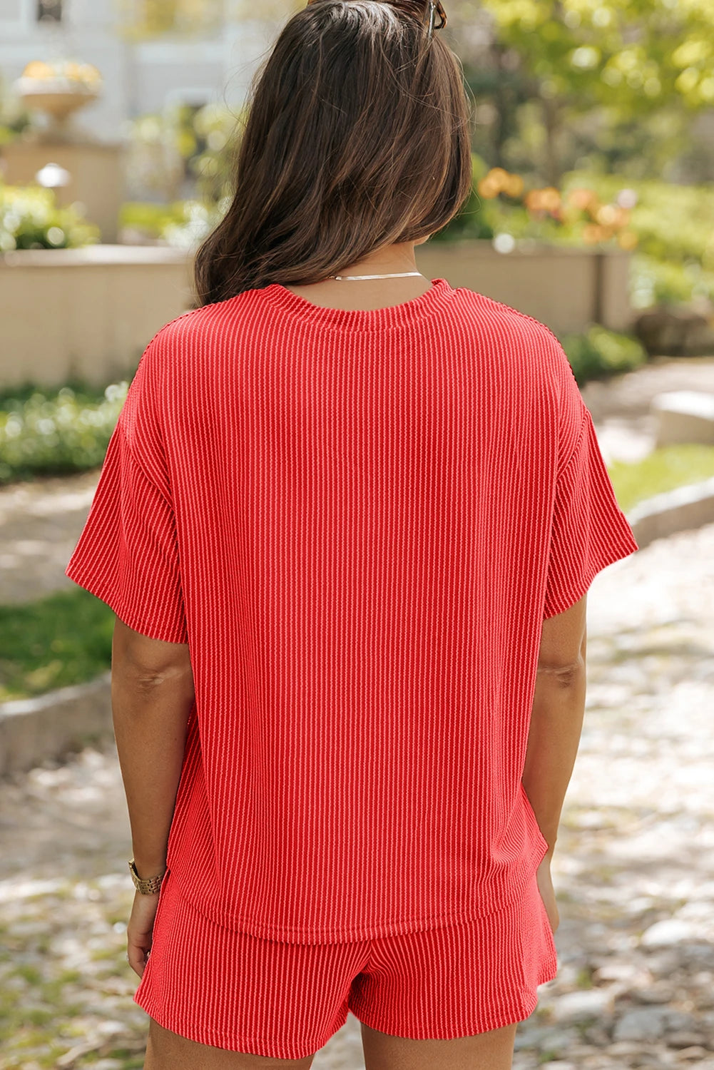 Orange Star USA Embroidered Corded T Shirt and Shorts Set