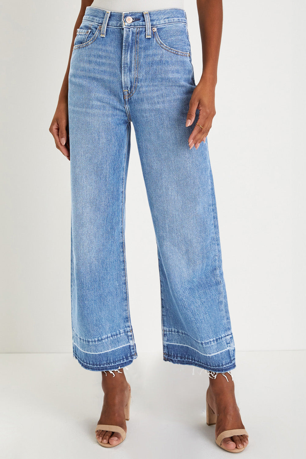 Raw Hem Straight Leg Loose High Waist Jean